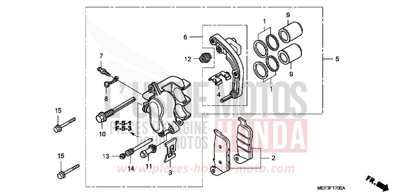 HINTERRAD-BREMSSATTEL von SW-T400 ABS PEARL COSMIC BLACK (NHA64) von 2009